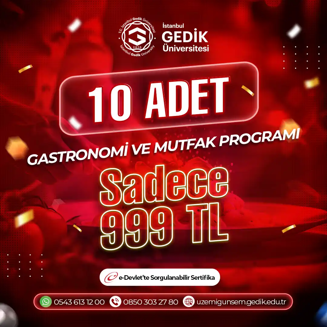 Gastronomi ve Mutfak Eğitimleri (10) Adet 999TL!